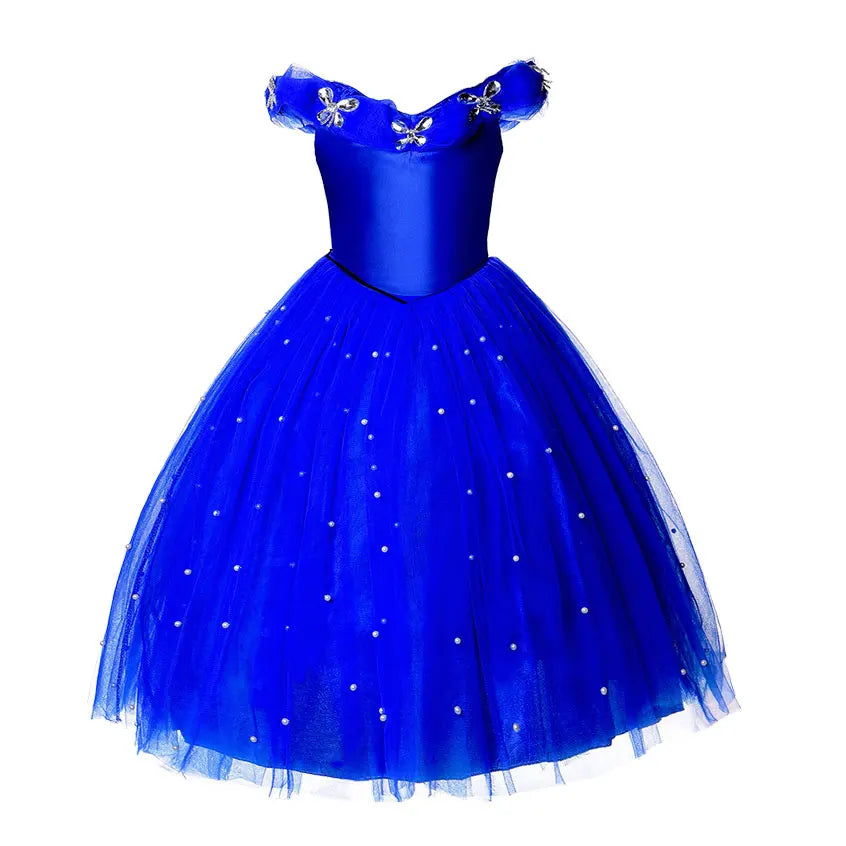 Kid Dressy Cinderella Princess Party Gown Girls Prom Off Shoulder Deluxe Dress Puffy Toddler Christmas Eevent Hallloween Apparel