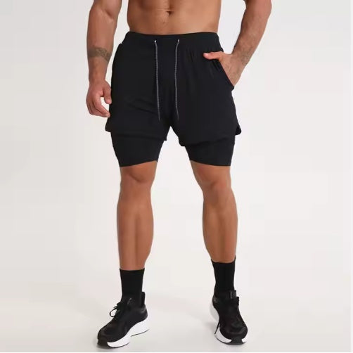 Gym Clothing Men Quick Dry 2 In 1 Gym Shorts Men Polyester Spandex Breathable Shorts Men Liner Running Fitness Shorts
