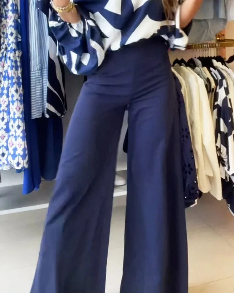 Casual Print Top Pants Two-piece Set
