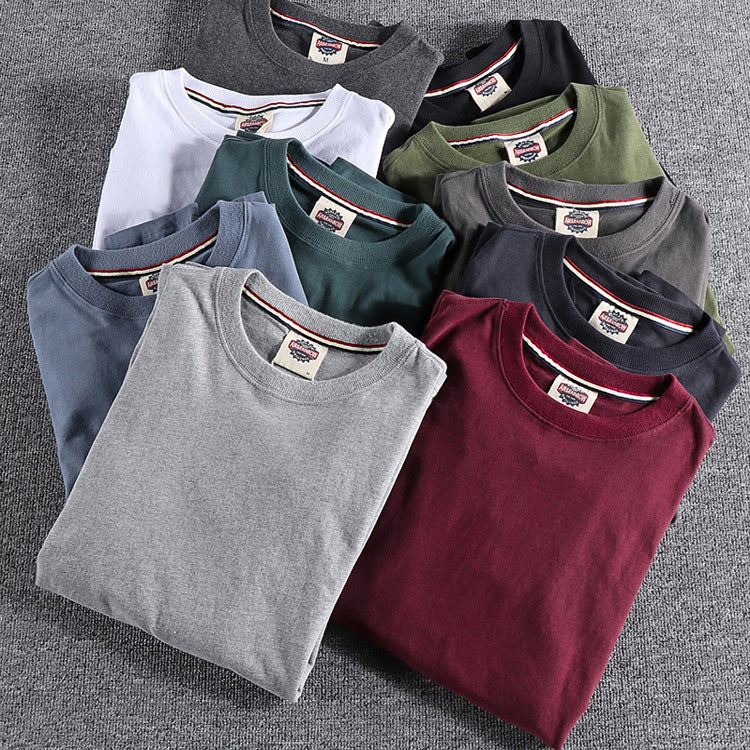 Solid-color Washed Pullover Base Shirt