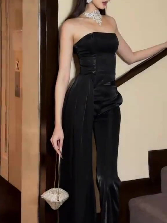 Black Tube Top & High Waist Pants Set