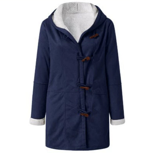 Warm Fleece Hooded buttoned jacket with pockets