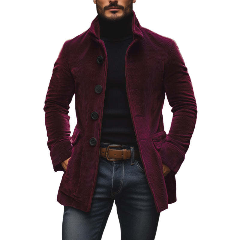 Men's Stand Collar Button-up Coat Casual Blazer