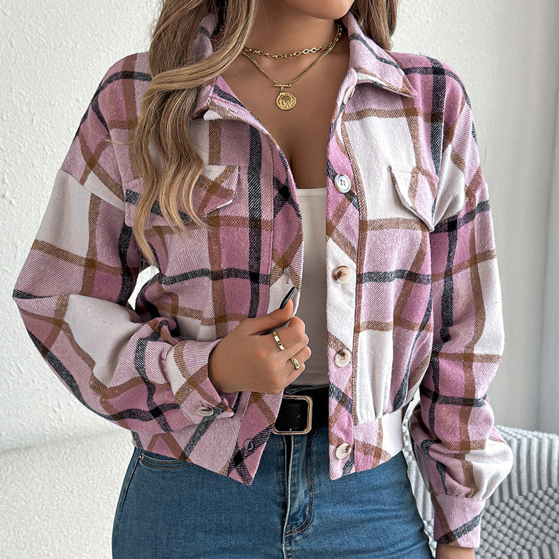 Womens Button Down Shirts Jacket Long Sleeve Plaid Shackets Business Casual Blouse Top