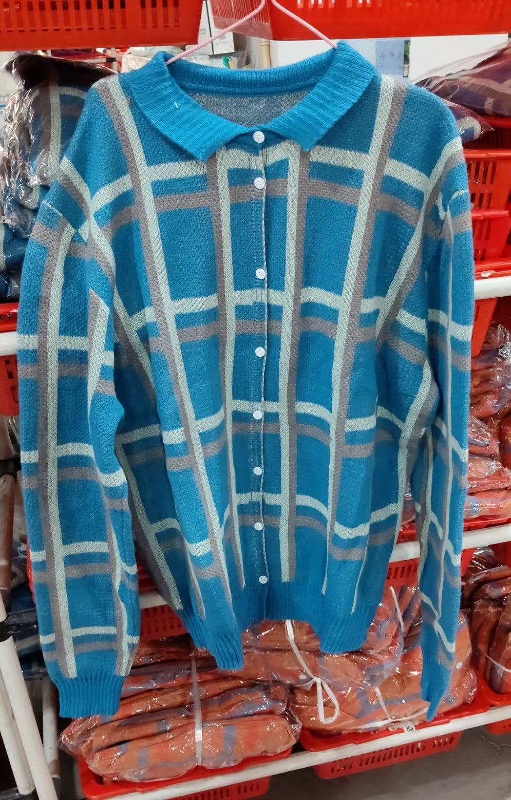 Contrast Plaid Sweater