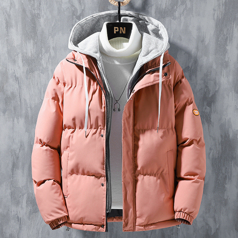 Hooded Jacket  Windproof Fake Two-piece Coat