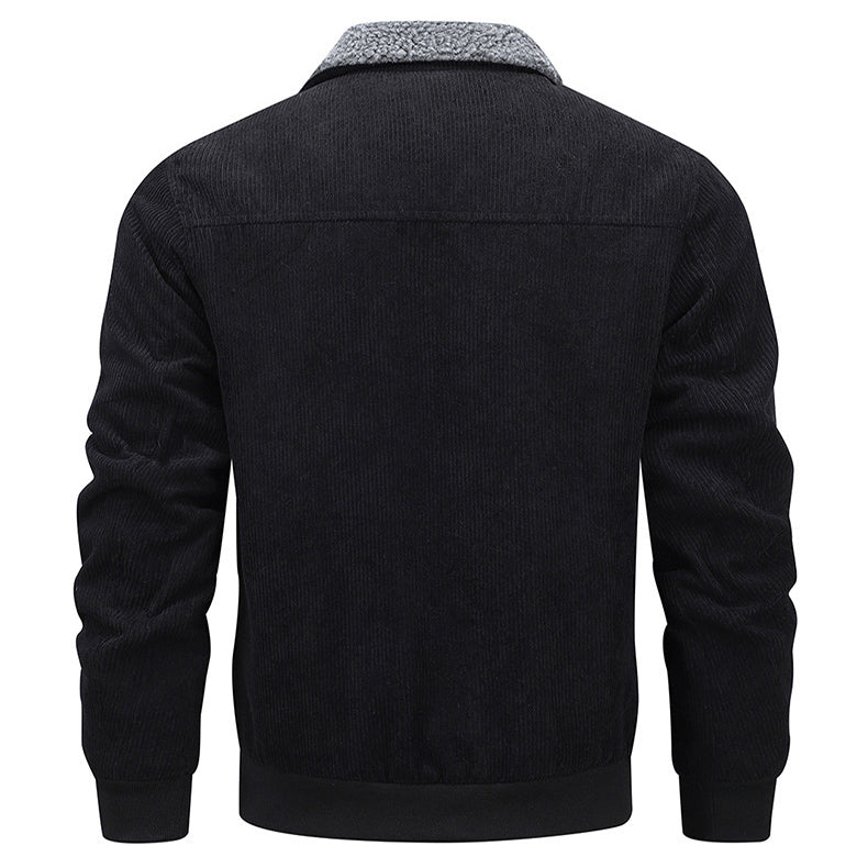Lapel Fleece Jacket With Pockets Warm Thicken Cotton Coat Men's Clothing