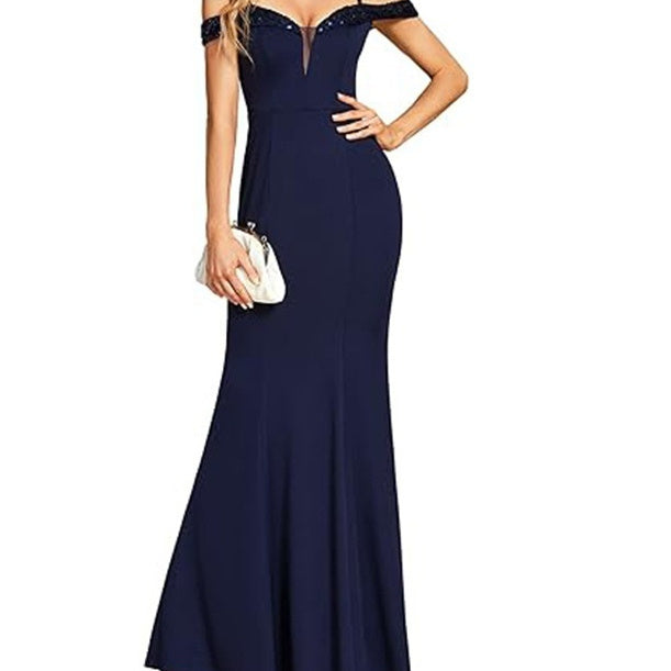 Off-neck Sling Evening Long Dress