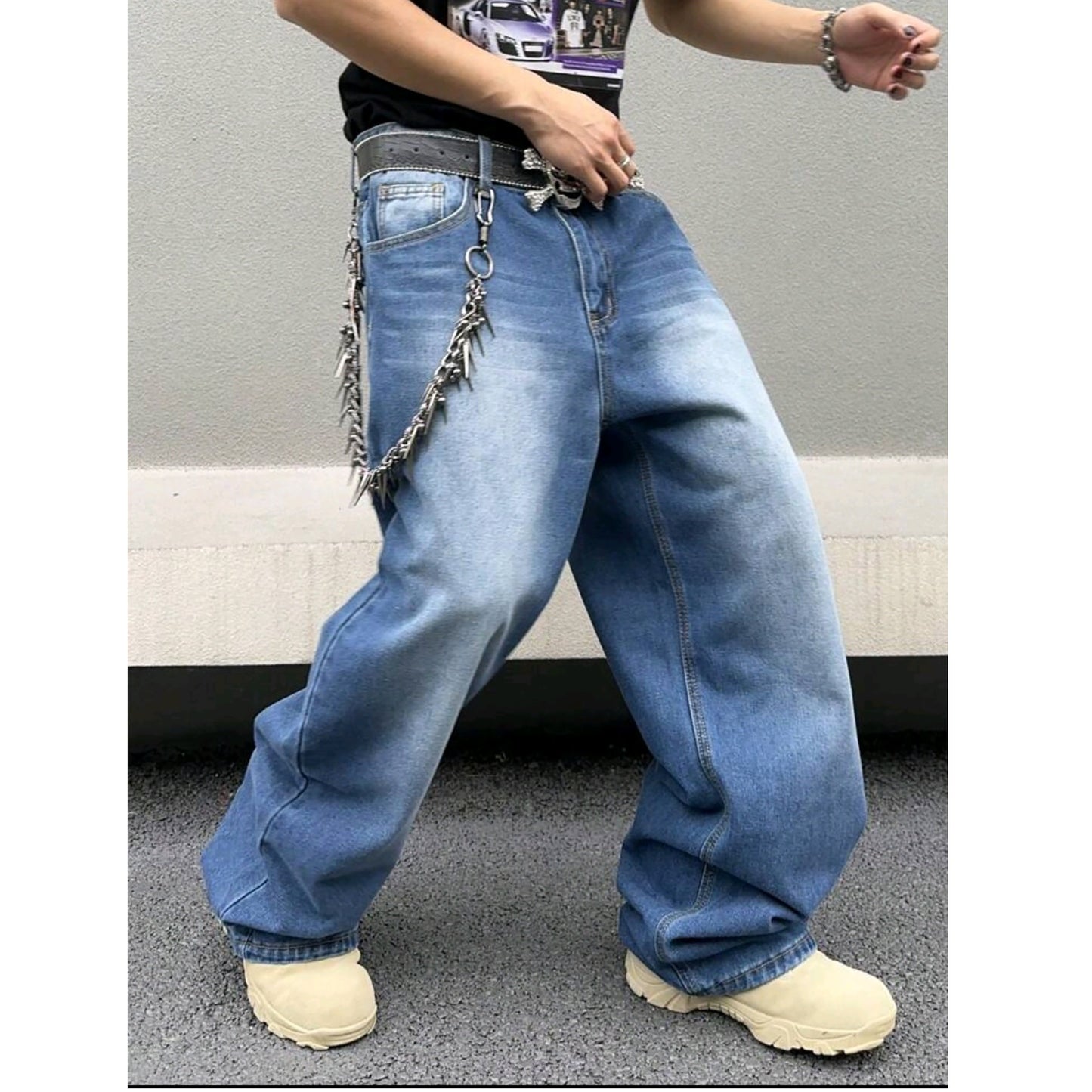 Men's Jeans Straight Loose Wash