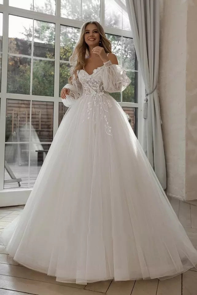 Puff Sleeve Off Shoulder Wedding Dresses