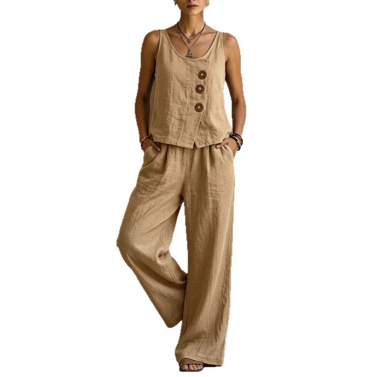 Casual Sleeveless Tank Top And Pants Set