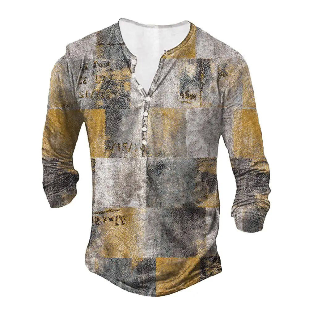 Button 3D Digital Printed Ethnic Pattern Printed Top