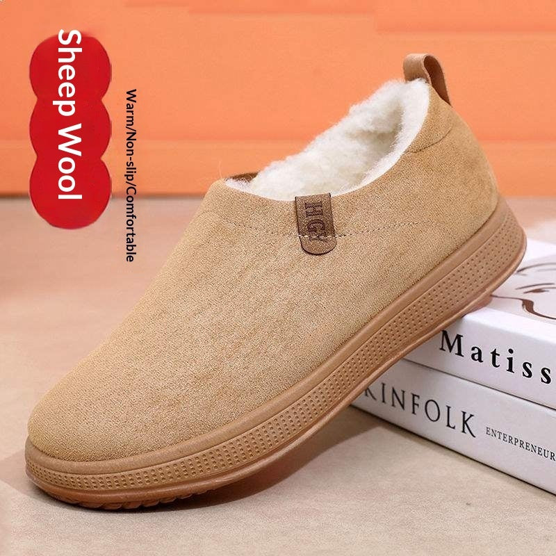 Fleece-lined  Wool Slip-on Snow Boots With Anti-slip Soles
