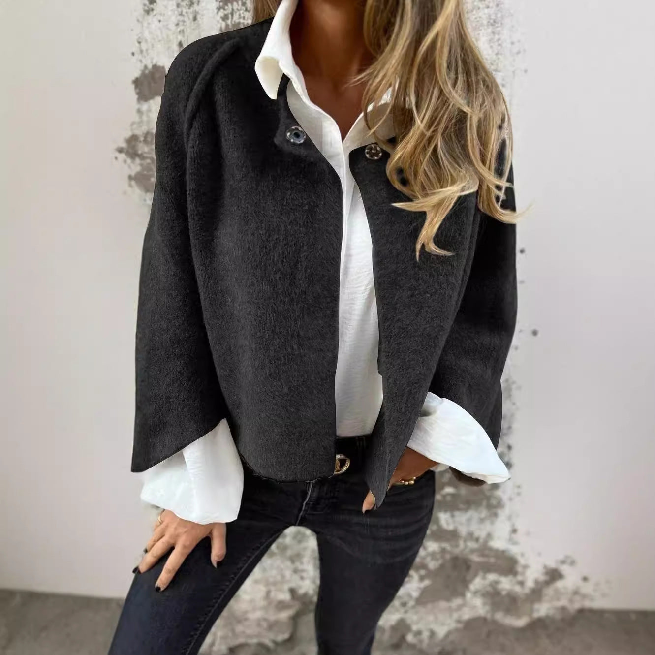 Batwing  casmere Sleeve Cardigan Cropped Jacket