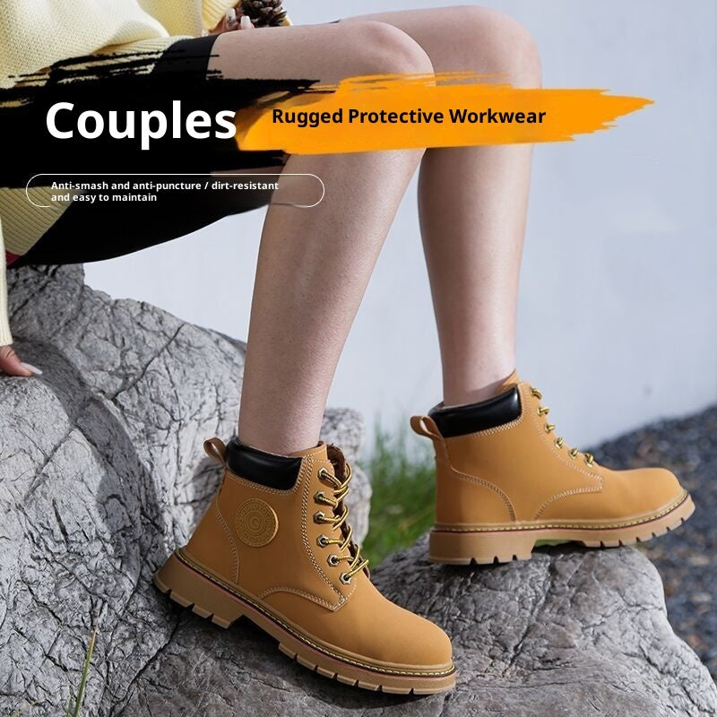 Mid-top Steel Toe Cap Safety Protective Footwear Anti-smashing And Anti-penetration Antiskid Shoe