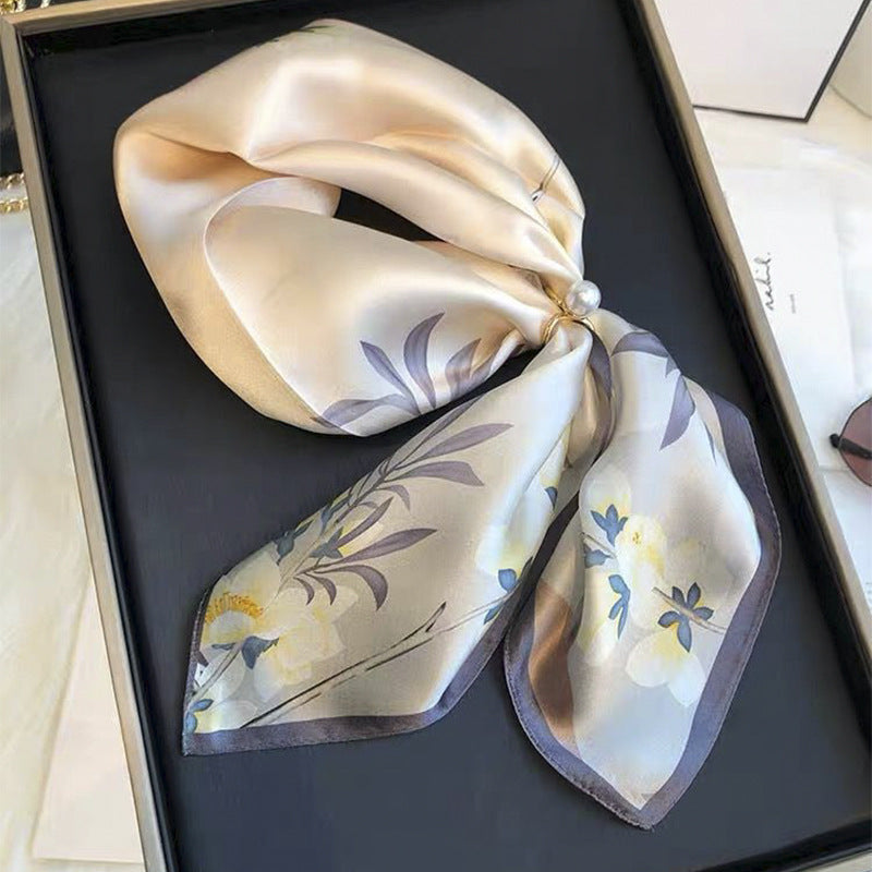 Beige Silk Square Scarf