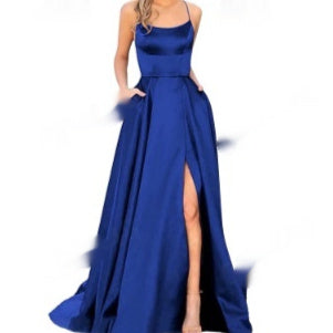 Solid Color Long Slimming And Shoulder Dress