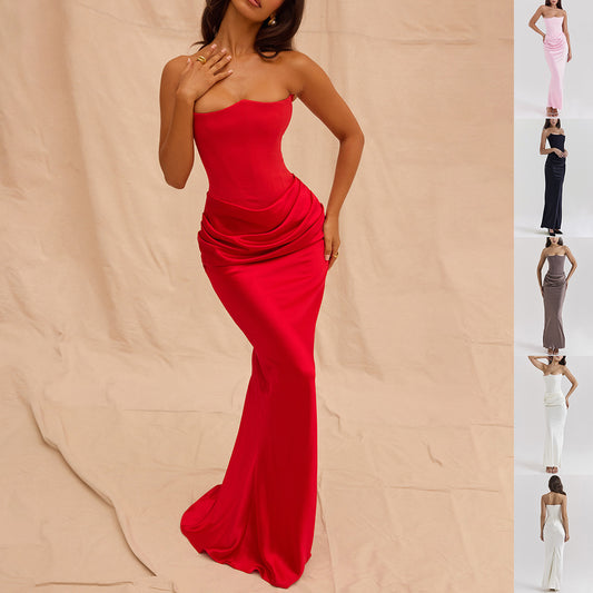 Slim Tube Top Bandeau Backless Dress