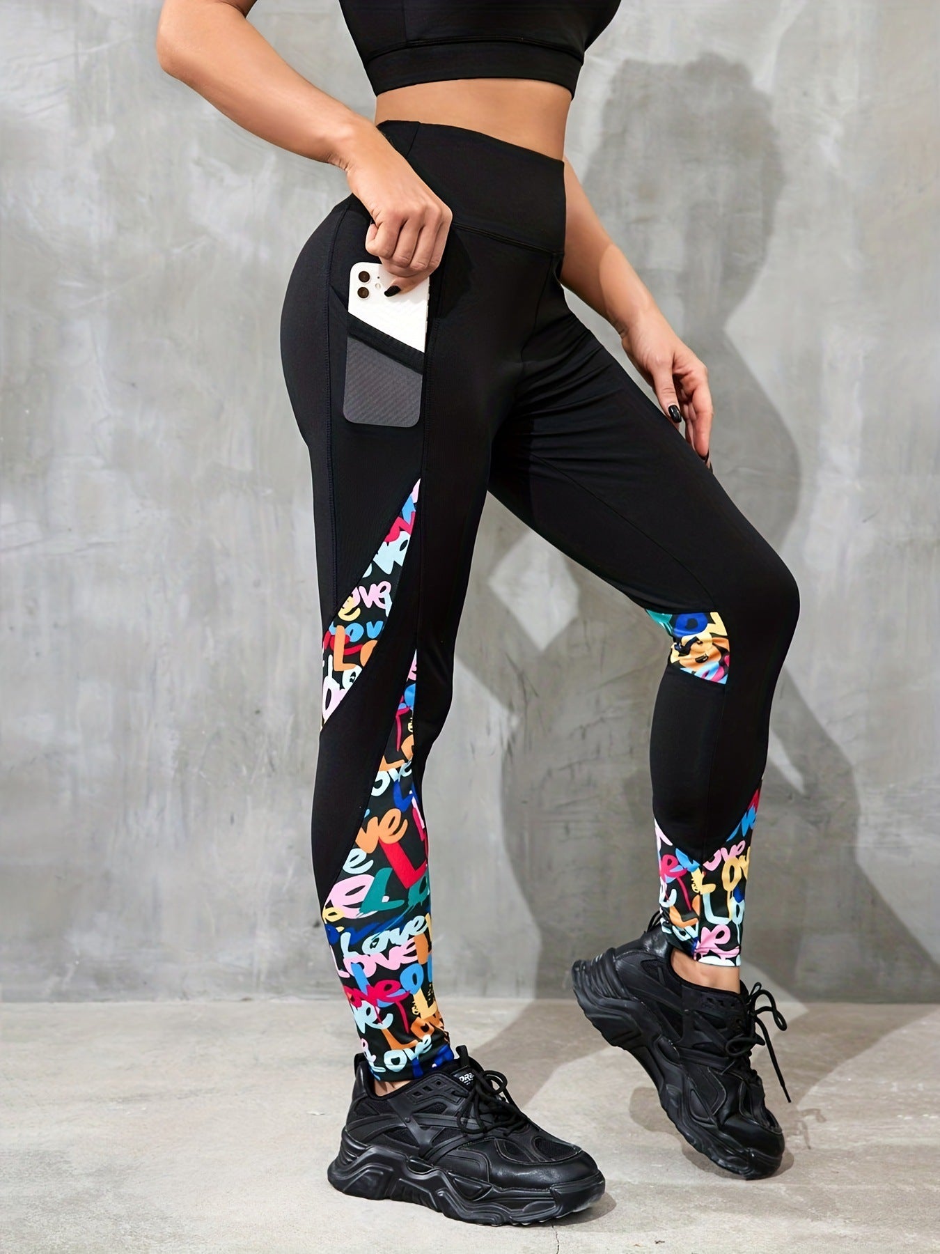 Patchwork Raise High Waist Tight  Leggings