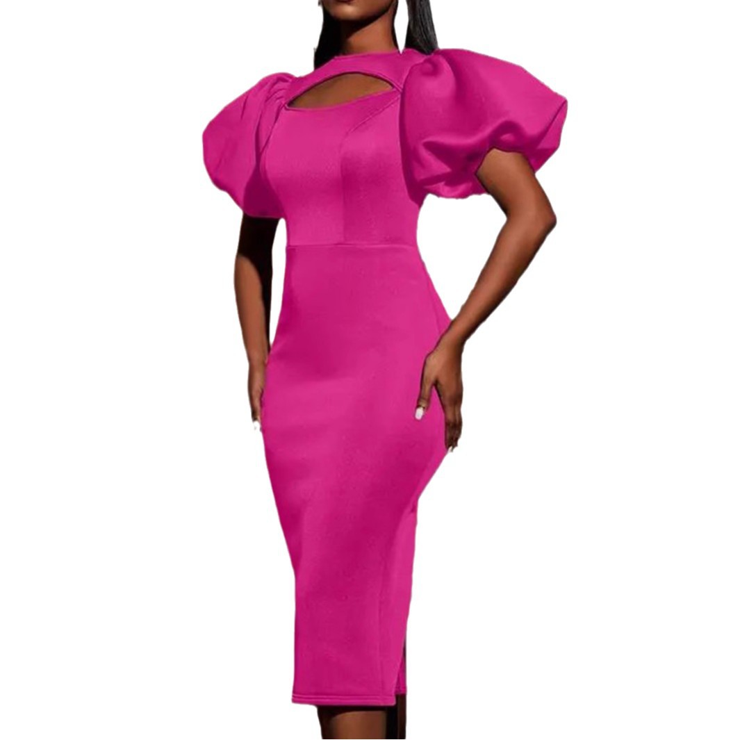 Hollow Out Puff Sleeve Dress