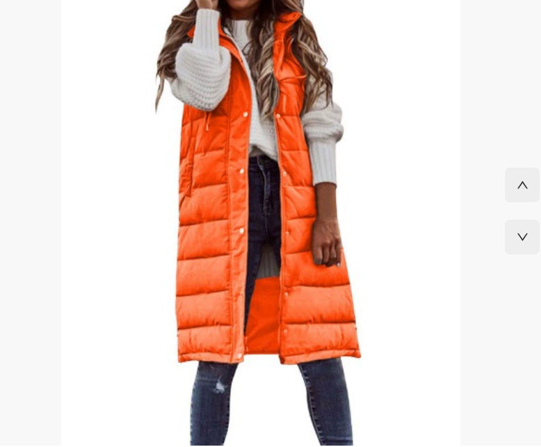 Solid Color Hooded Mid-length Cotton Vest  Cardigan Coat