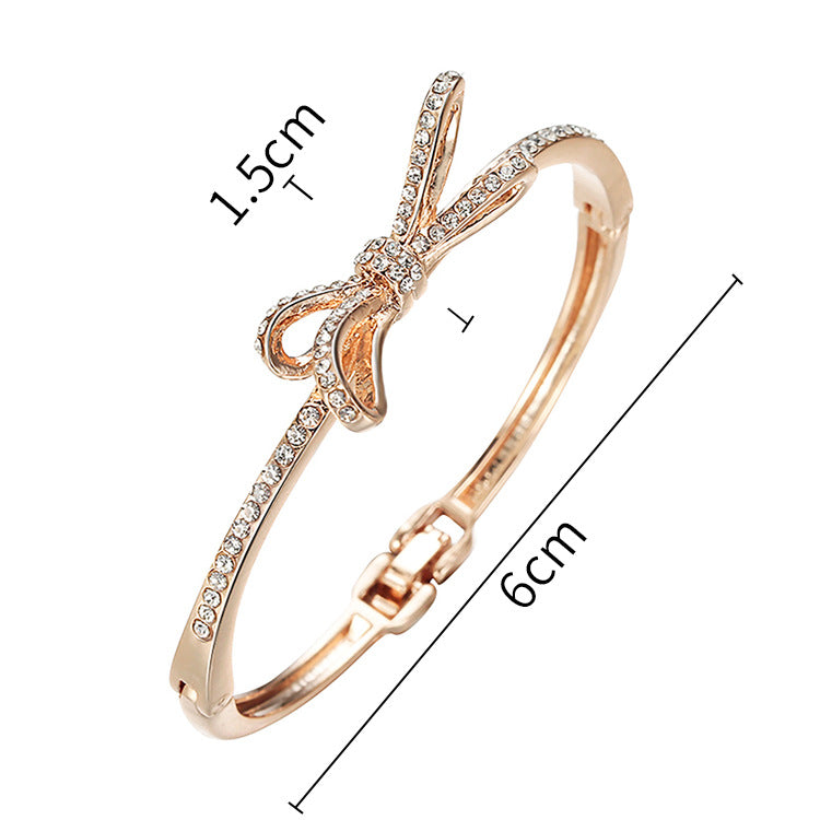 Diamonds, Bows, Rose Gold Alloy Bracelets