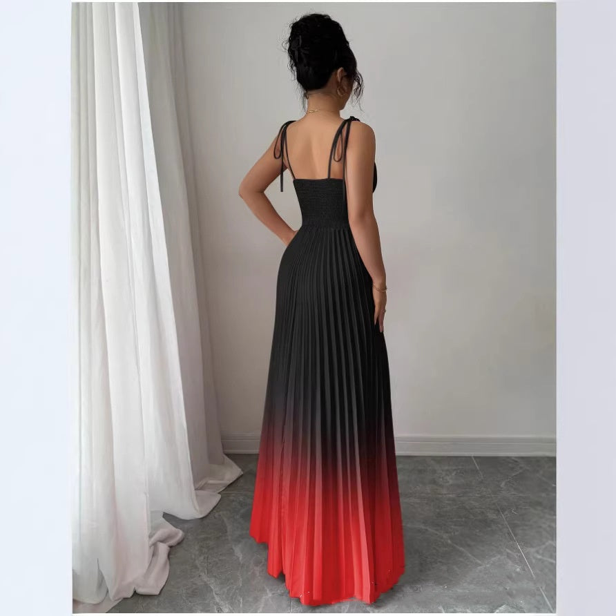 V-Neck Defined Waist  Slip Dress