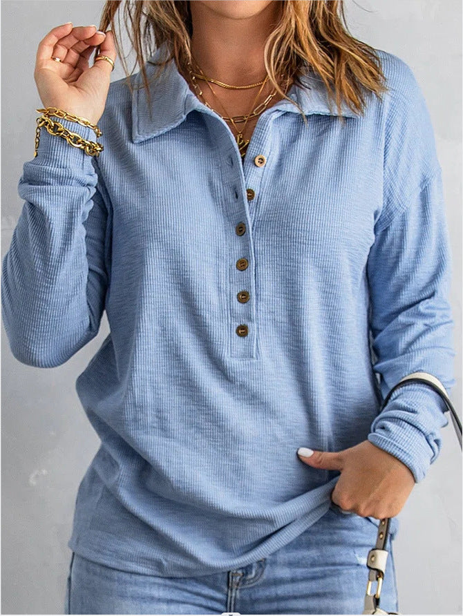 Loose-Fitting Casual Long-Sleeve Top
