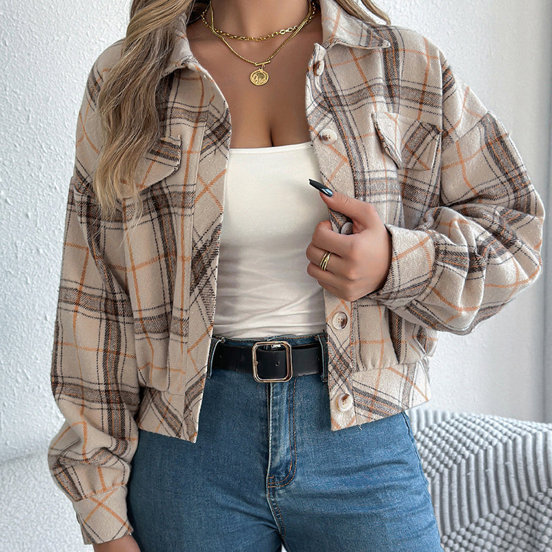 Womens Button Down Shirts Jacket Long Sleeve Plaid Shackets Business Casual Blouse Top