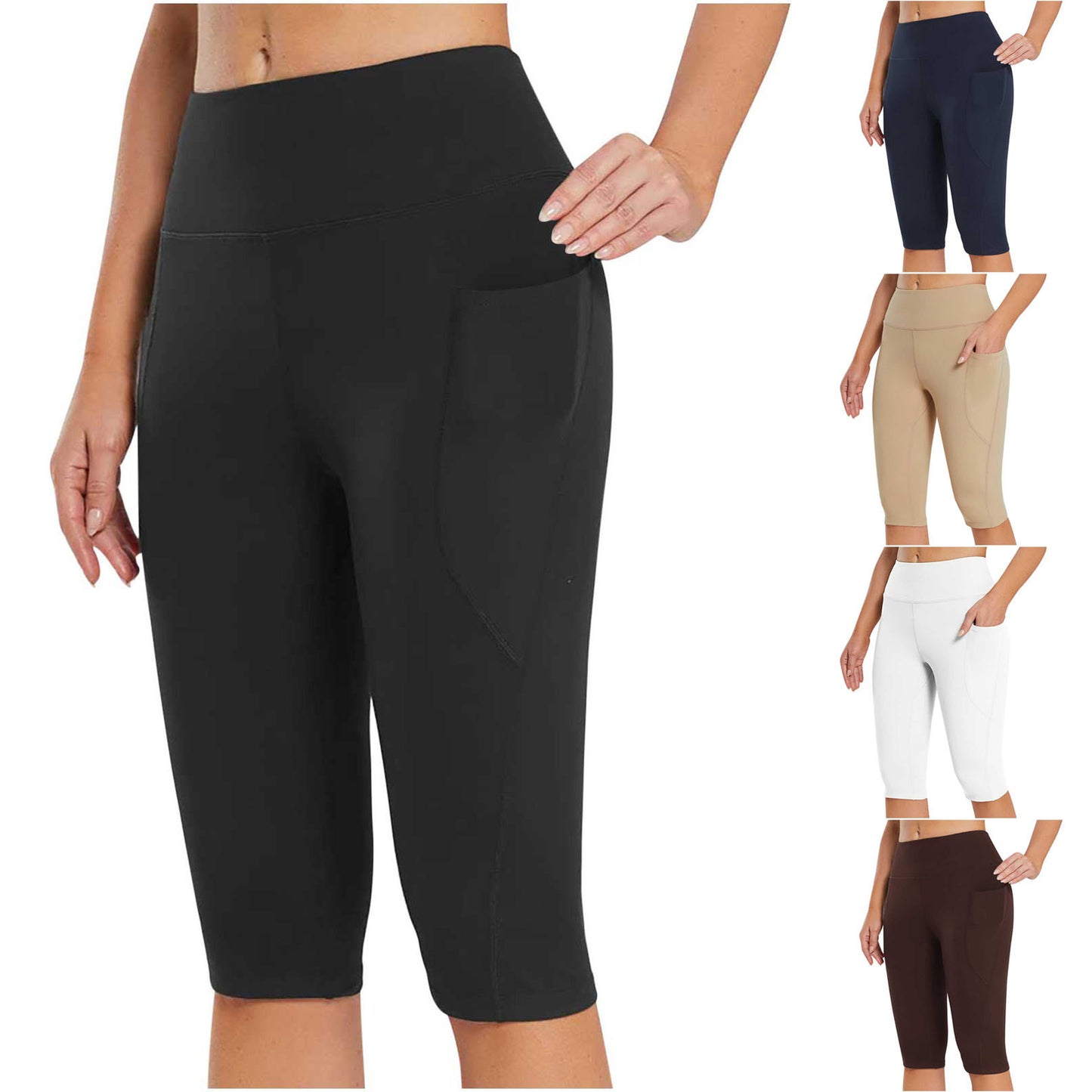 Side Pocket Solid Color Leggings