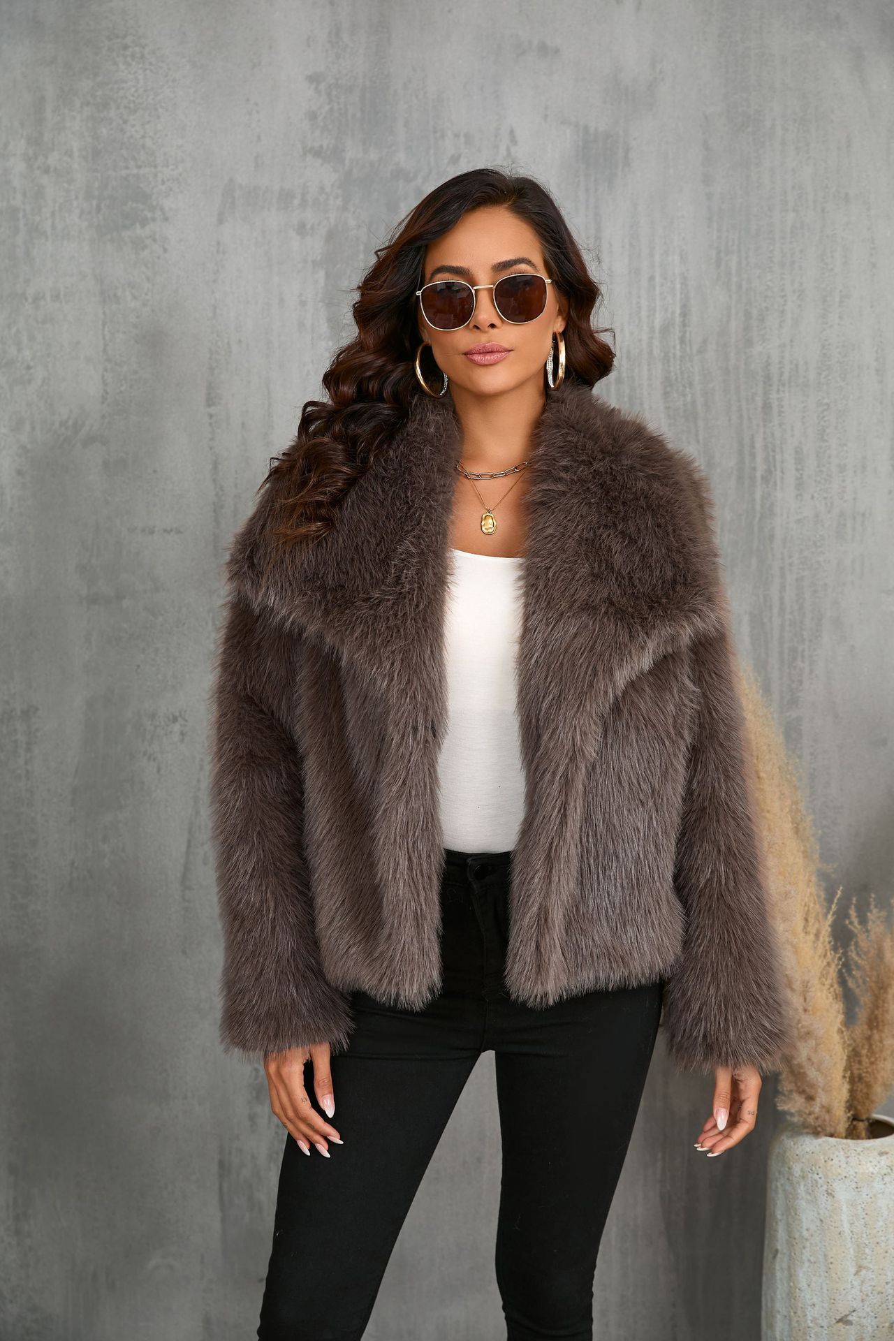 Plush Coat  Fluffy Lapel Jacket