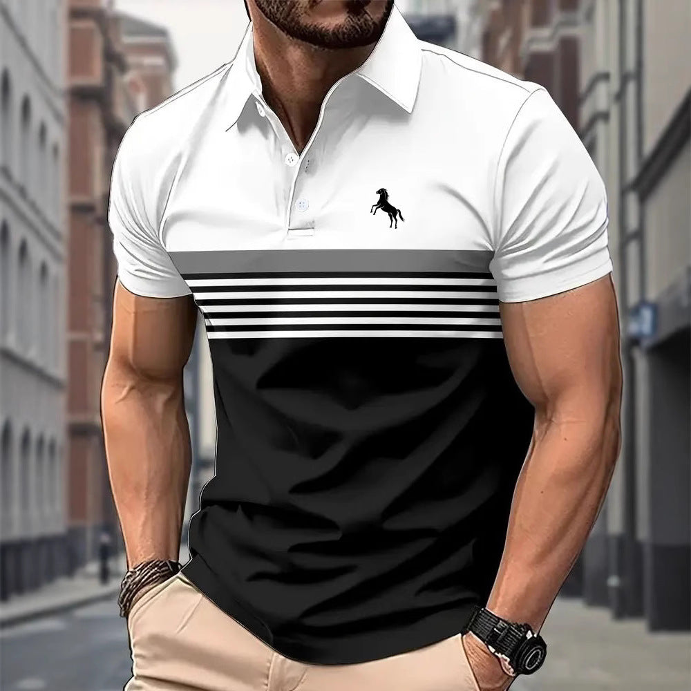 Color Block Design Sports Style Collar Golf Shirt