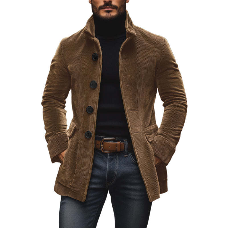 Men's Stand Collar Button-up Coat Casual Blazer