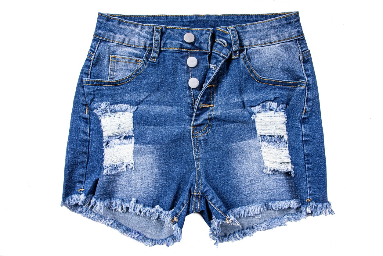 Womens Mid-High Rise Ripped Jean Shorts Distressed Stretchy Denim Shorts