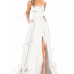 Solid Color Long Slimming And Shoulder Dress