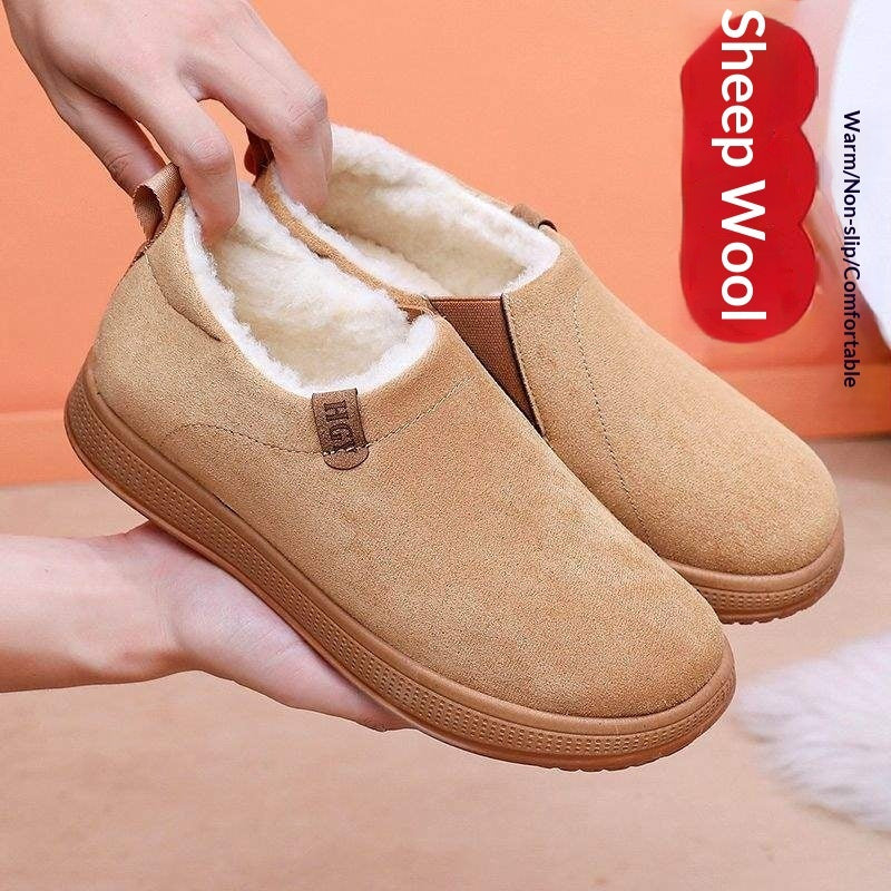 Fleece-lined  Wool Slip-on Snow Boots With Anti-slip Soles