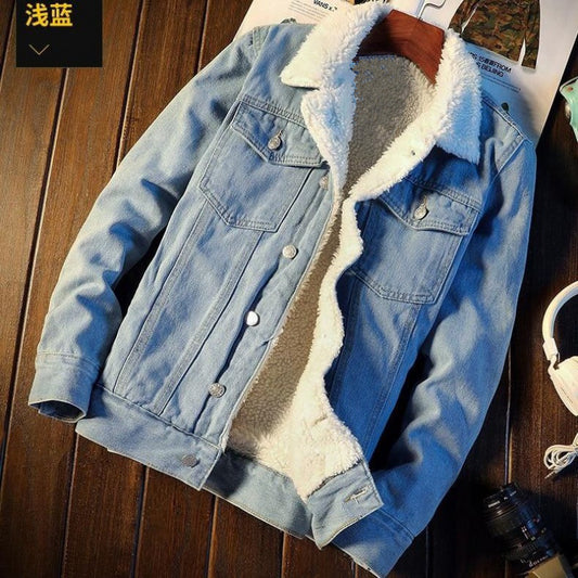 Fleece-lined Denim Coat For Men