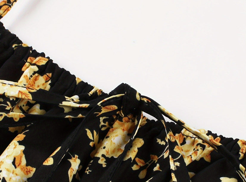 Floral Print Slip-Neckline Dress