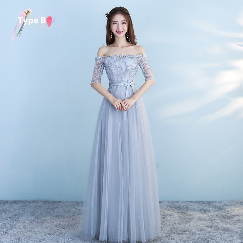 Long Bridesmaid Blue Dress