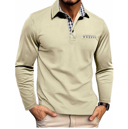 Plaid Splicing Polo Shirt