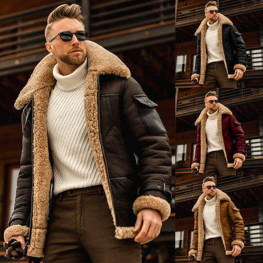Mens Fleece  Fur Collar  Jacket