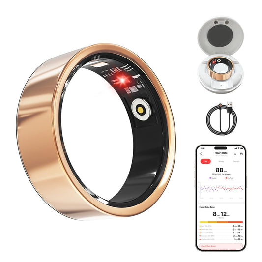 Health Smart Ring, Fitness Tracker, With Heart Rate, Blood Oxygen, Heart Rate Variability, Sleep Monitoring, Step Count, IP68 Compatible With IPhone And Android, No Subscription Fee Required