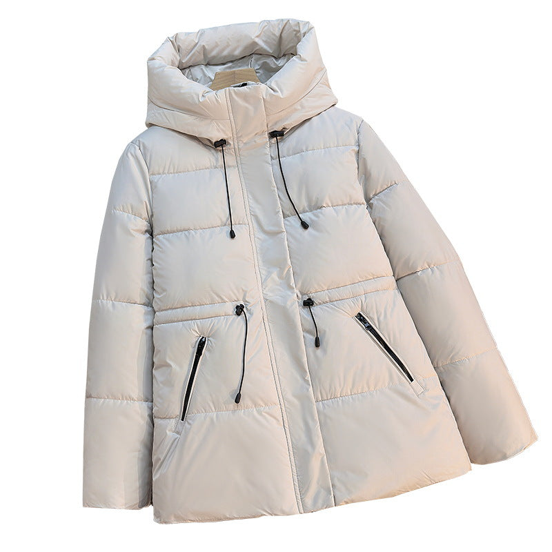 Mid-length Hooded Cotton Coat With Thickening And Slimming Effect