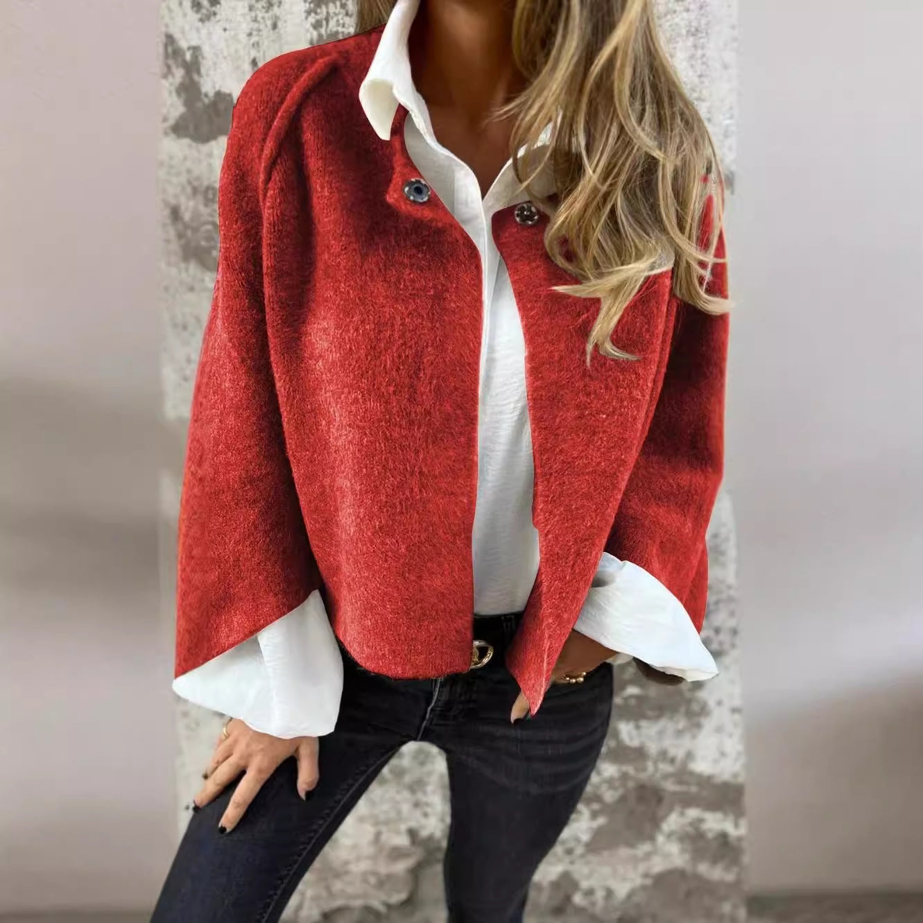 Batwing  casmere Sleeve Cardigan Cropped Jacket
