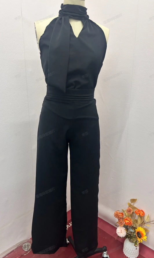 Cutout Crew-neck Sleeveless Top And Wide-leg Pants Set