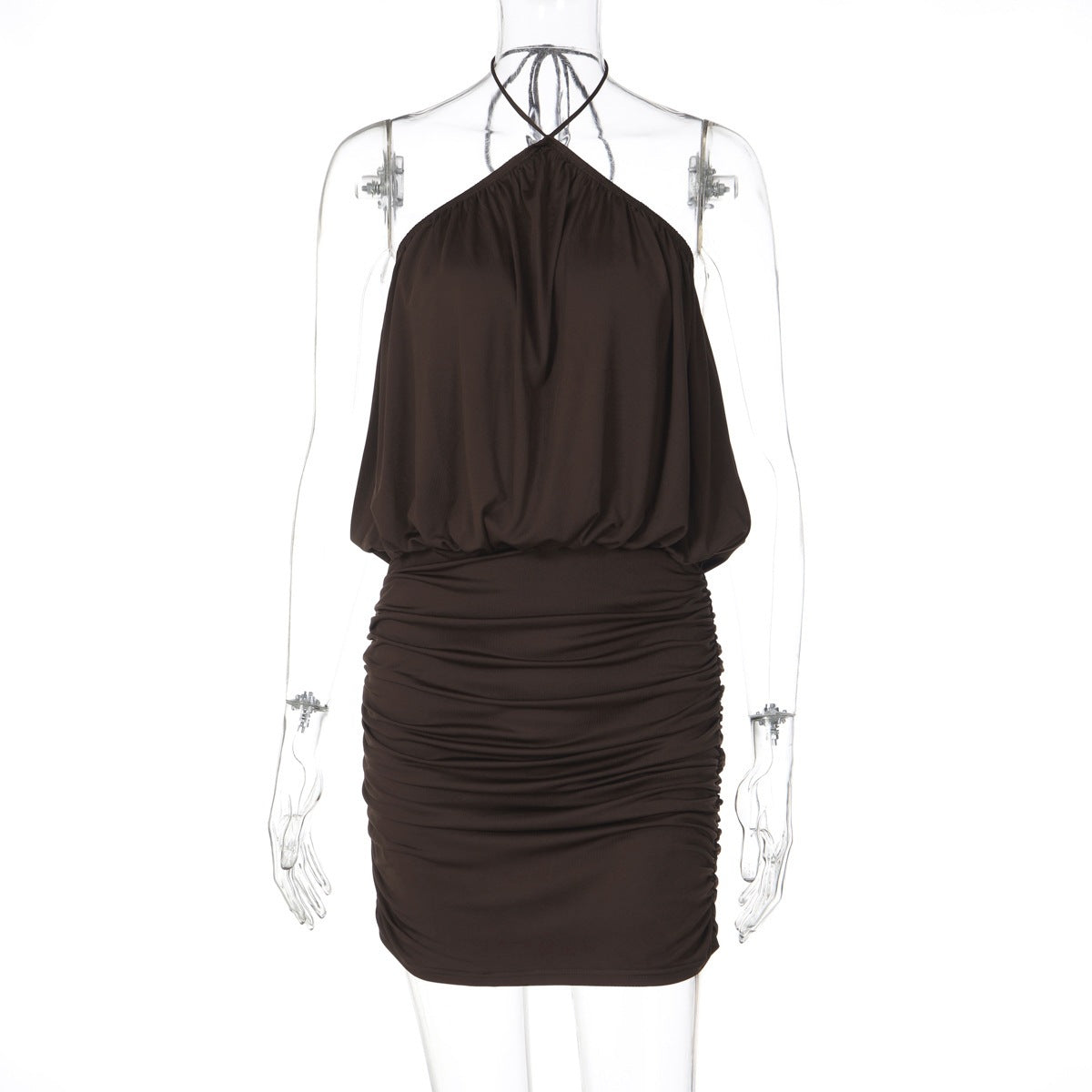 French-style  Backless Halter Dress