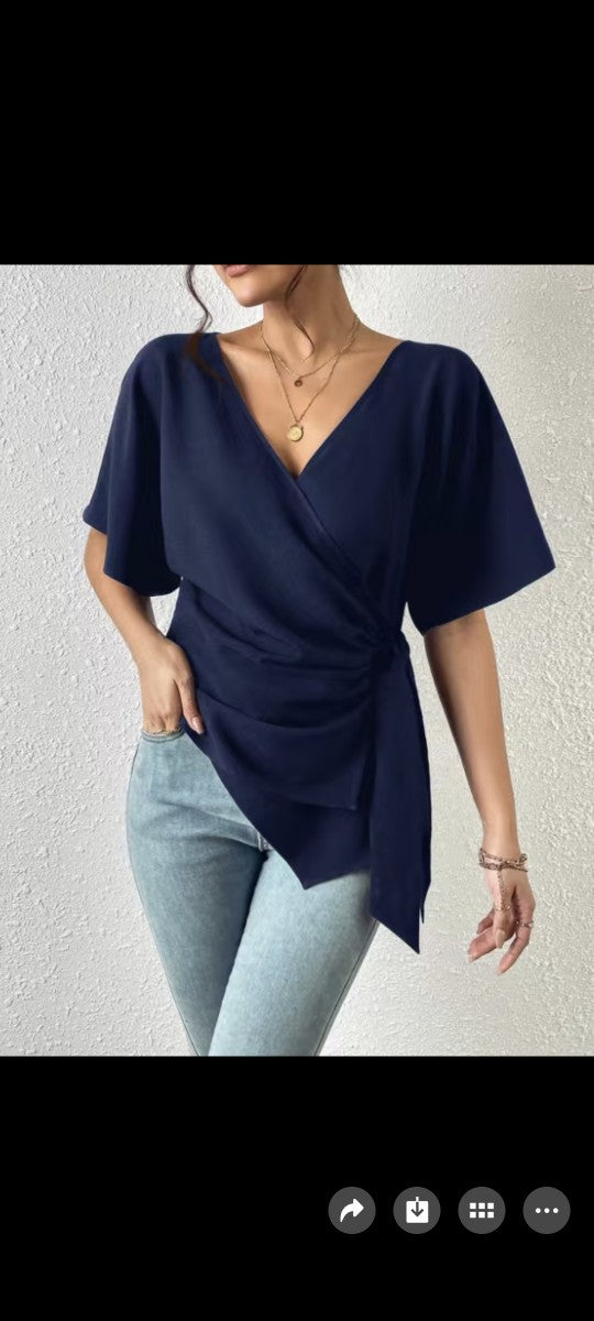 V-neck Slim-fit Short-sleeve Top