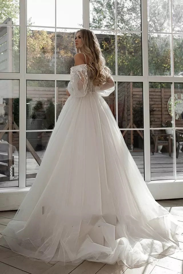 Puff Sleeve Off Shoulder Wedding Dresses