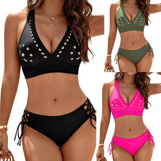 Triangle-Cut Lace-Up Bikini