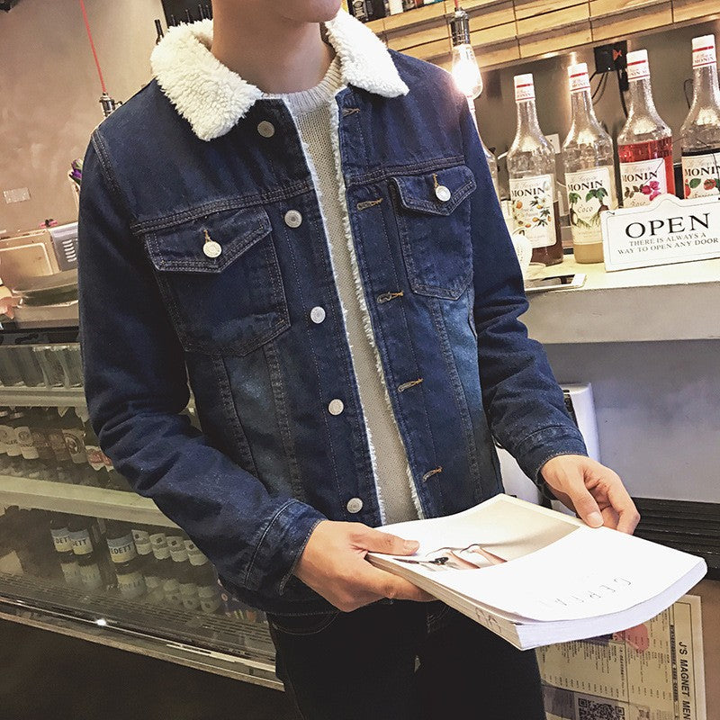 Fleece-lined Denim Coat For Men